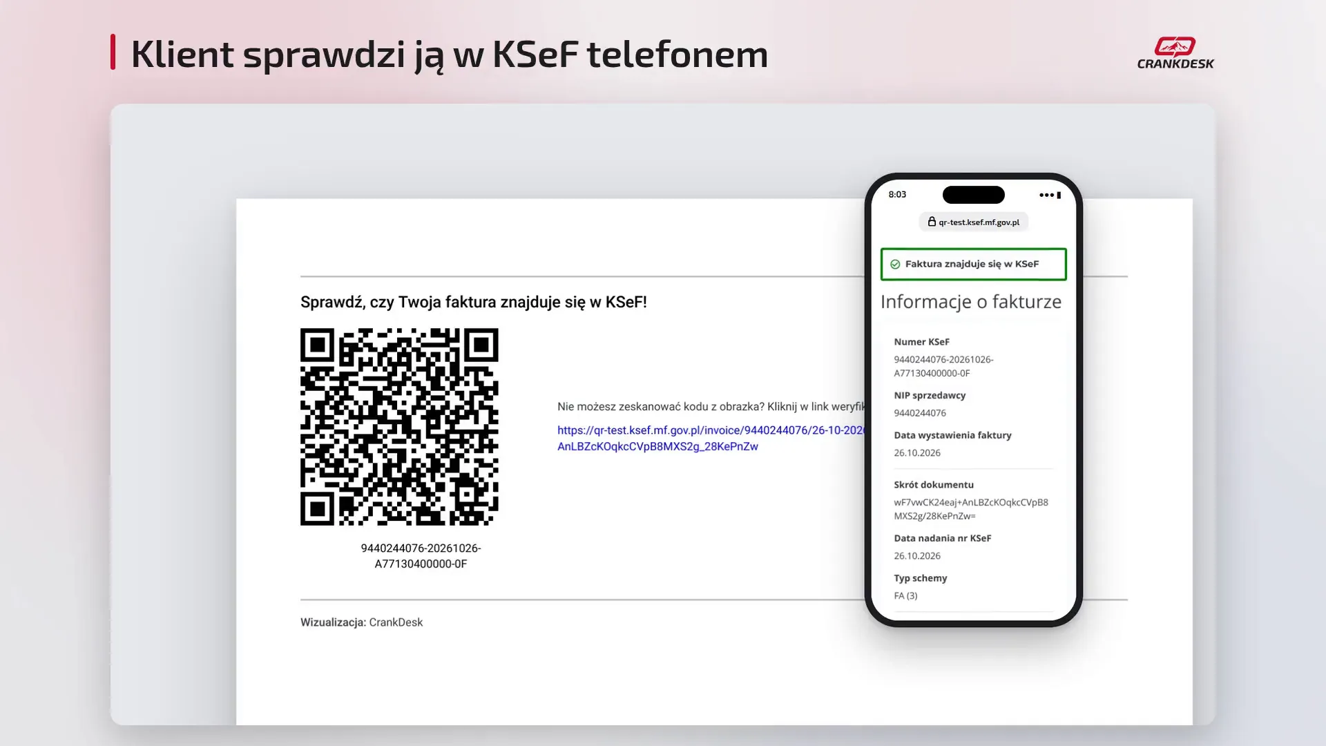 Kadr z filmu: Faktura KSeF w CrankDesk — faktura ze zlecenia serwisu rowerowego